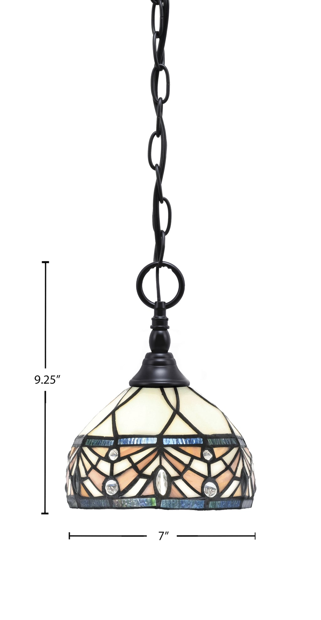 Chain One Light Mini Pendant in Matte Black with Royal Merlot Art Glass Shade