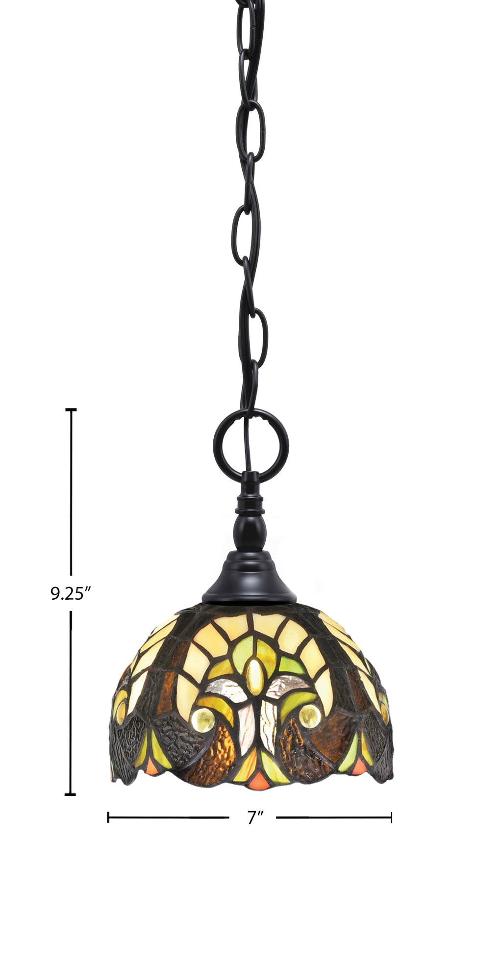 Chain One Light Mini Pendant in Matte Black with Ivory Cypress Art Glass Shade