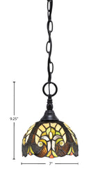Chain One Light Mini Pendant in Matte Black with Ivory Cypress Art Glass Shade