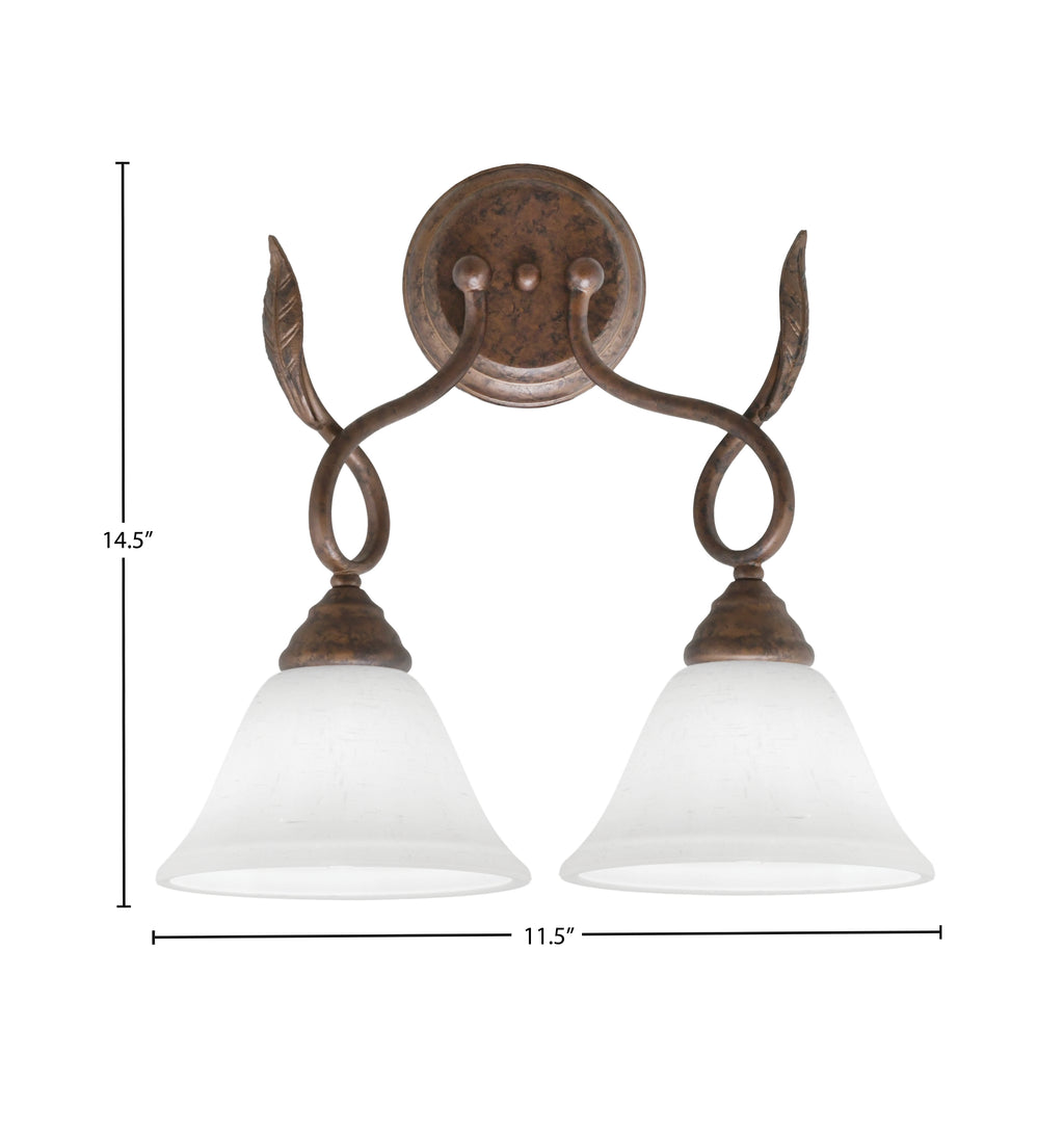 Leaf Two Light Wall Sconce in Bronze with 7" White Muslin Shade