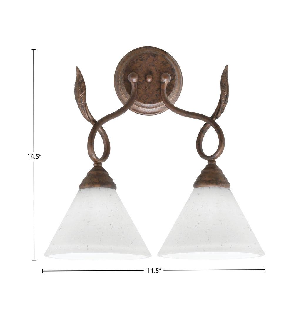 Leaf Two Light Wall Sconce in Bronze with 7" White Muslin Shade