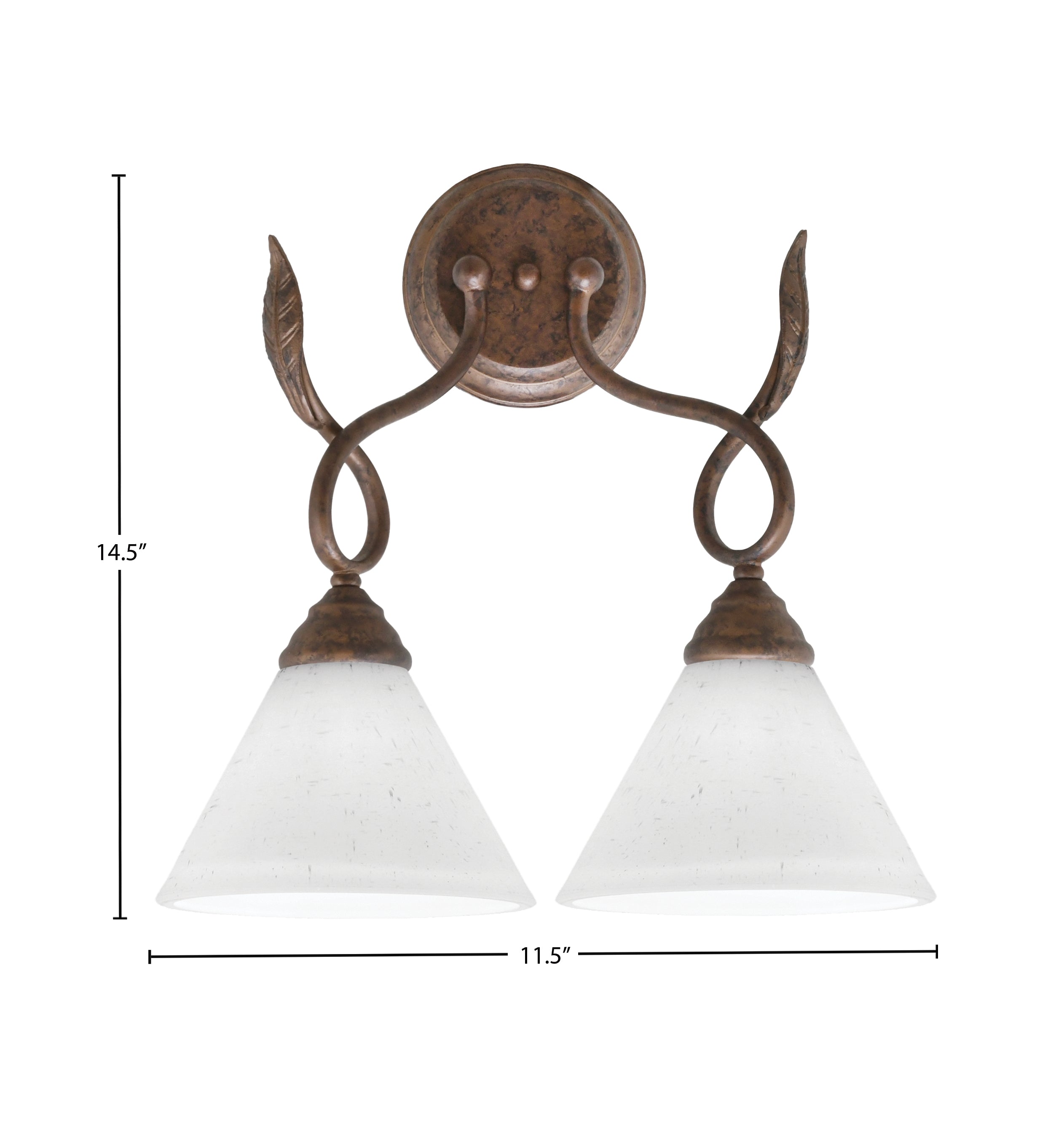 Leaf Two Light Wall Sconce in Bronze with 7" White Muslin Shade