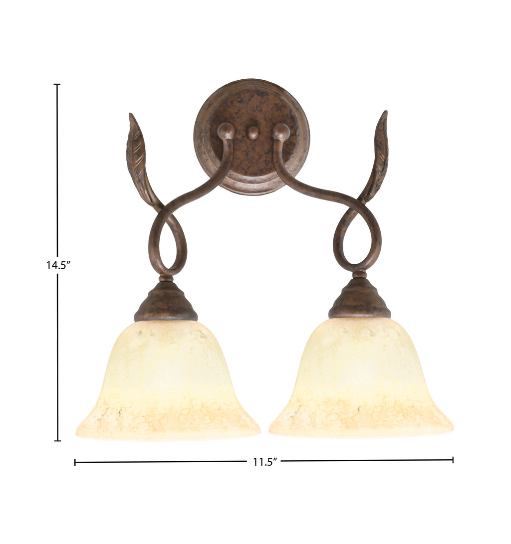 Leaf Two Light Wall Sconce in Bronze with 7" Italian Marble Shade