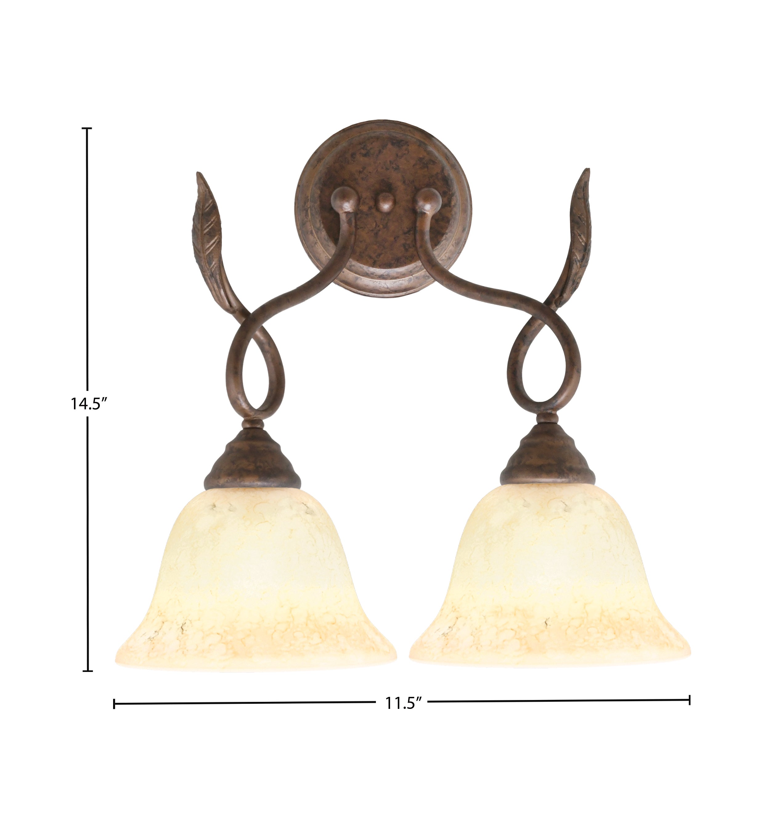 Leaf Two Light Wall Sconce in Bronze with 7" Italian Marble Shade