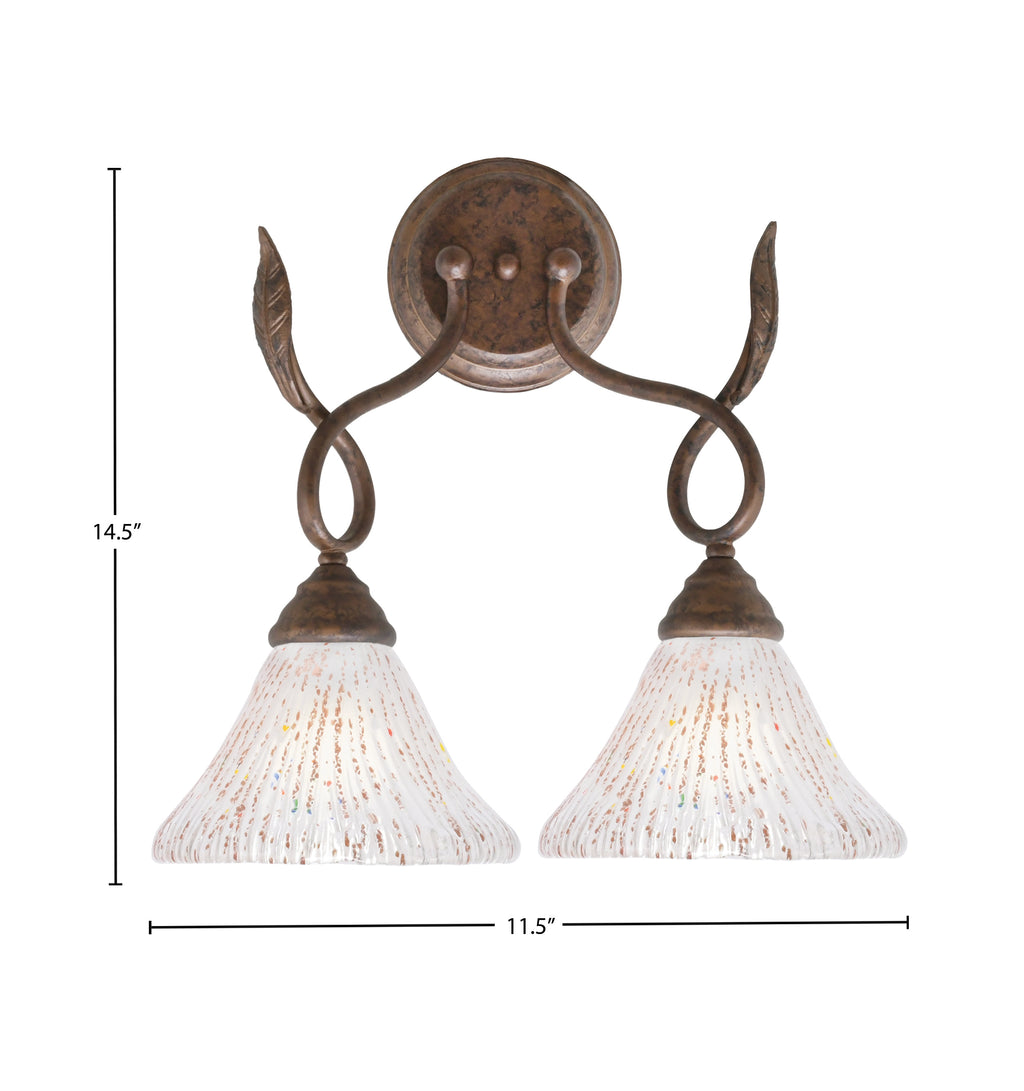 Leaf Two Light Wall Sconce in Bronze with 7" Frosted Crystal Shade