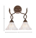 Leaf Two Light Wall Sconce in Bronze with 7" Frosted Crystal Shade