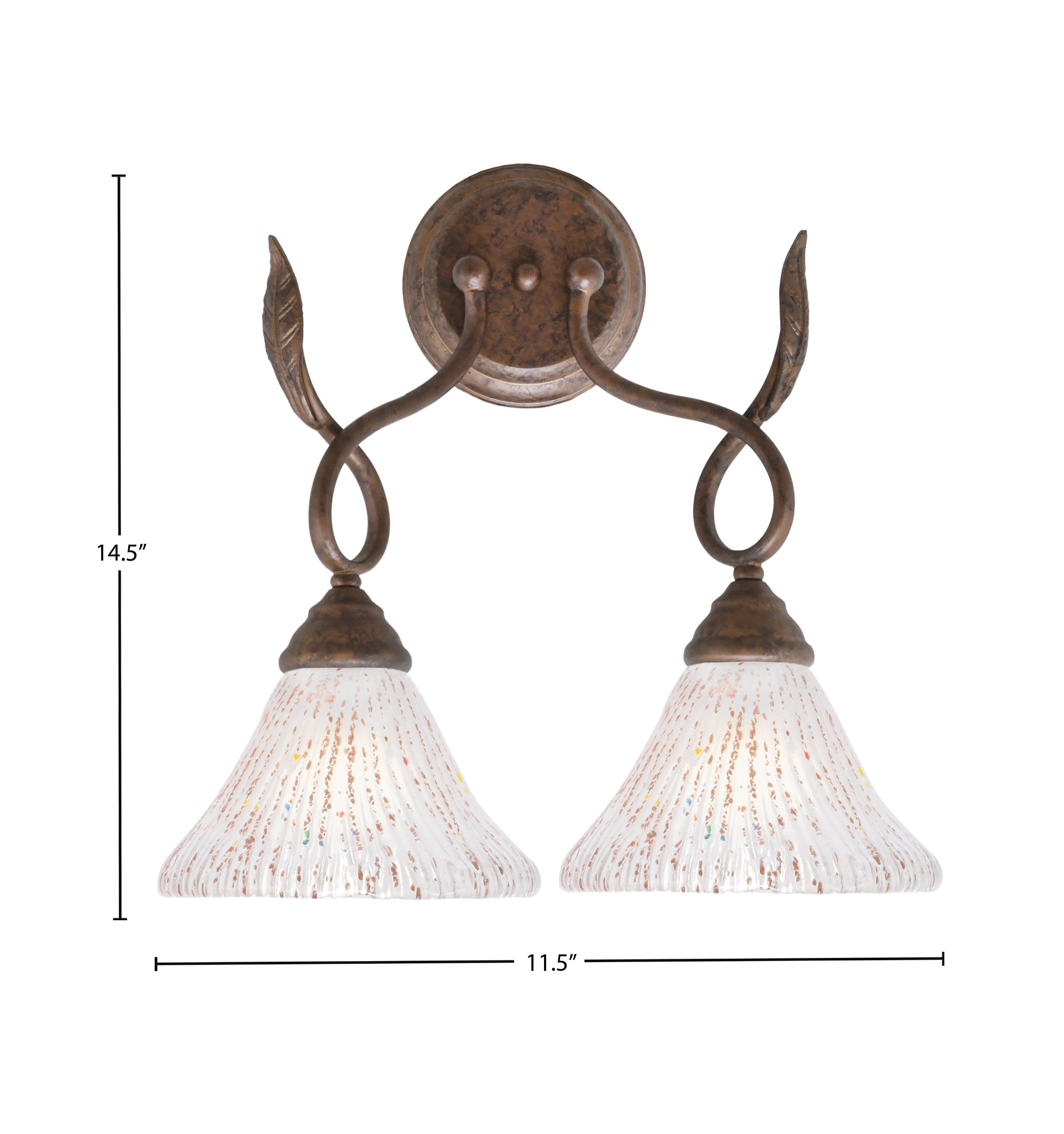Leaf Two Light Wall Sconce in Bronze with 7" Frosted Crystal Shade