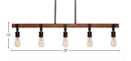 Portland Five Light Bar in Painted Wood-look Metal & Dark Granite