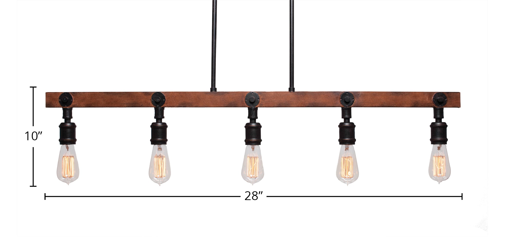 Portland Five Light Bar in Painted Wood-look Metal & Dark Granite