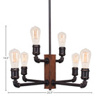 Portland Six Light Chandelier in Painted Wood-Look Metal & Dark Granite
