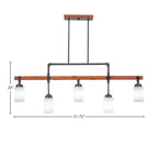 Portland Five Light Bar in Painted Wood-look Metal & Dark Granite with 4" White Muslin Shade