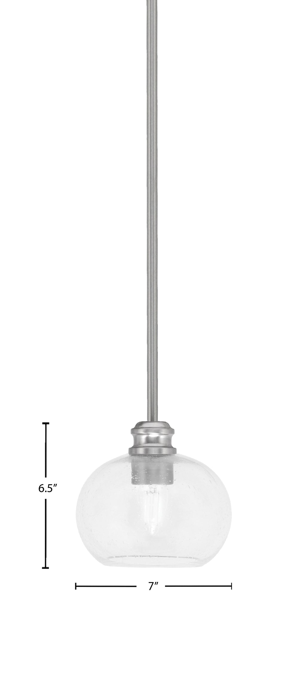 Edge One Light Mini Pendant in Brushed Nickel with 7" Clear Bubble Shade