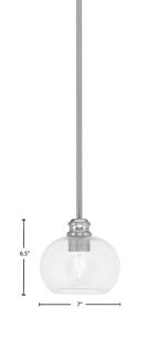 Edge One Light Mini Pendant in Brushed Nickel with 7" Clear Bubble Shade