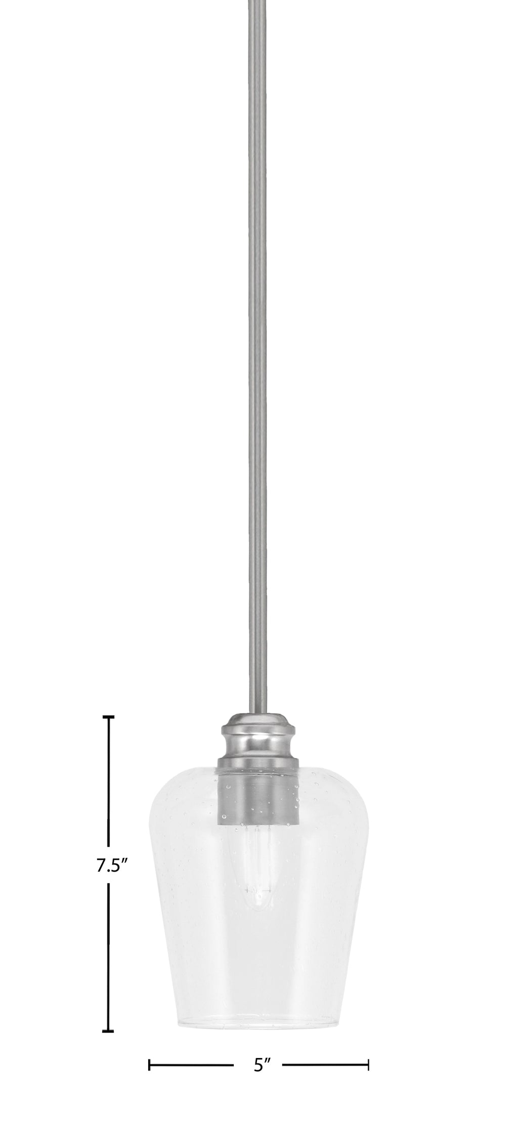 Edge One Light Mini Pendant in Brushed Nickel with 5" Clear Bubble Shade