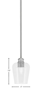 Edge One Light Mini Pendant in Brushed Nickel with 5" Clear Bubble Shade