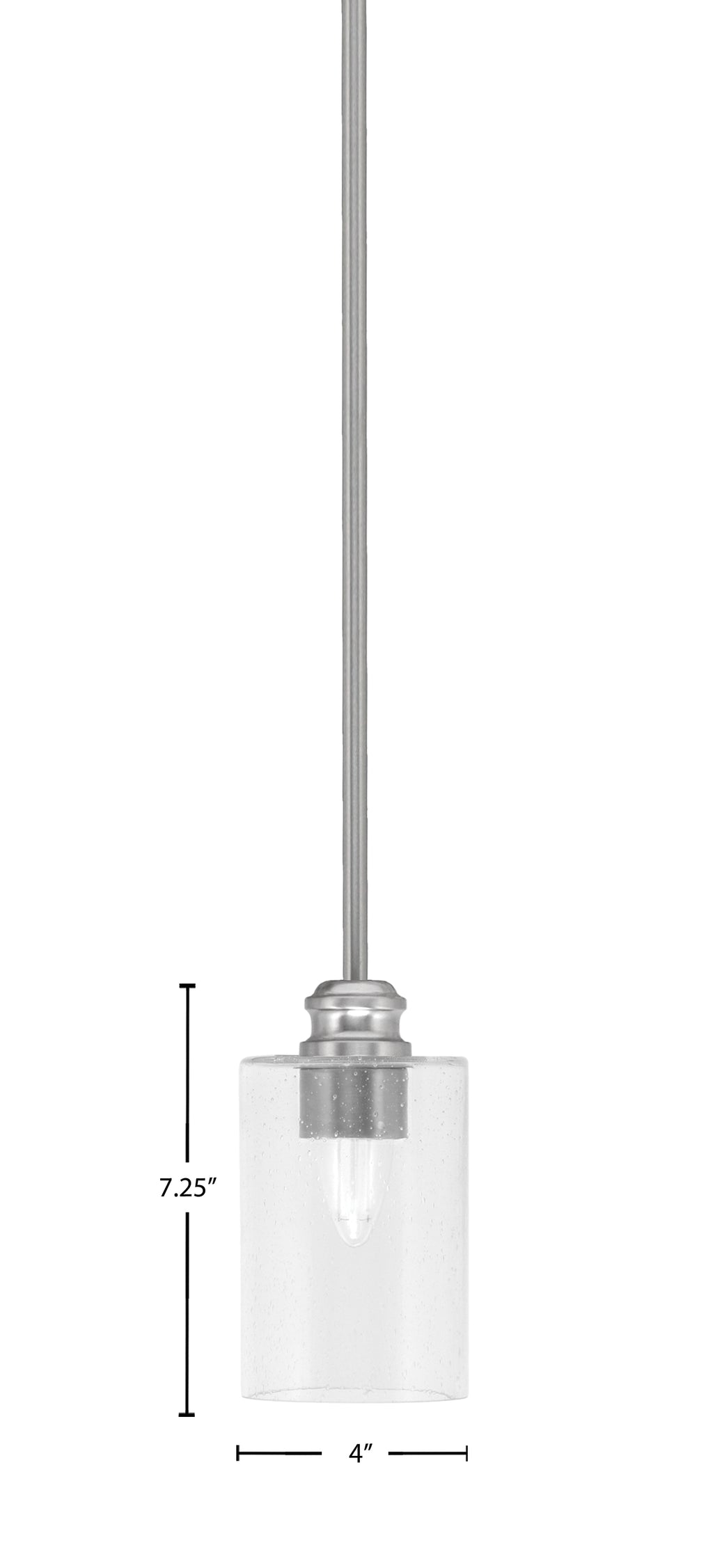 Edge One Light Mini Pendant in Brushed Nickel with 4" Clear Bubble Shade