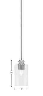 Edge One Light Mini Pendant in Brushed Nickel with 4" Clear Bubble Shade