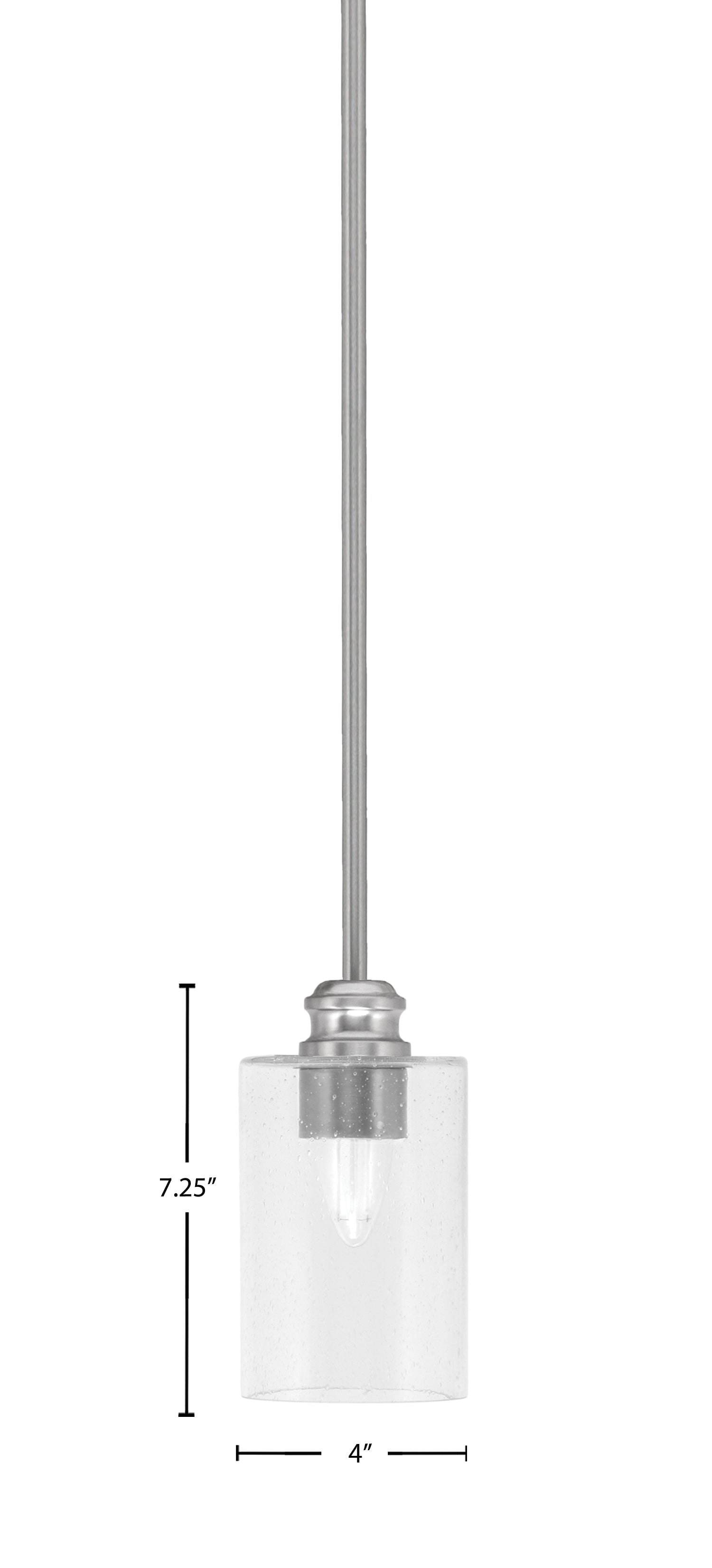 Edge One Light Mini Pendant in Brushed Nickel with 4" Clear Bubble Shade