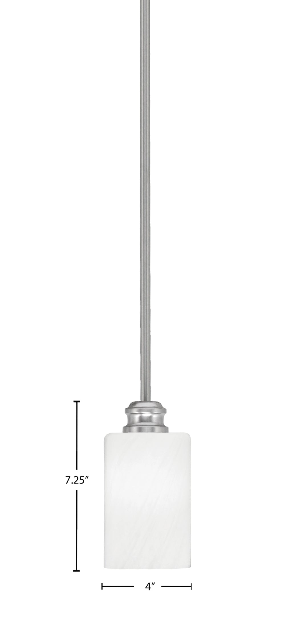 Edge One Light Mini Pendant in Brushed Nickel with 4" White Marble Shade