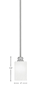 Edge One Light Mini Pendant in Brushed Nickel with 4" White Marble Shade