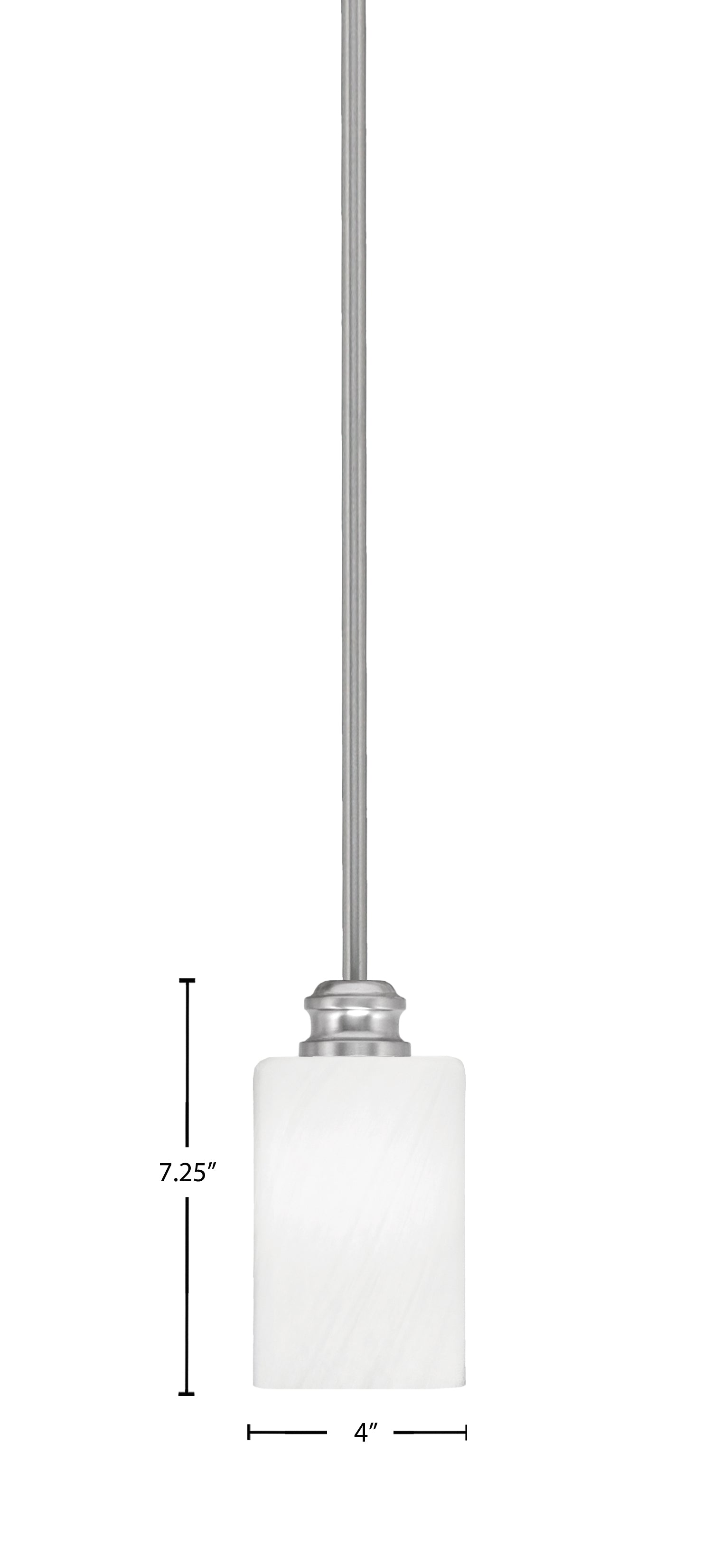 Edge One Light Mini Pendant in Brushed Nickel with 4" White Marble Shade