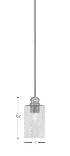 Edge One Light Mini Pendant in Brushed Nickel with 4" Smoke Bubble Shade