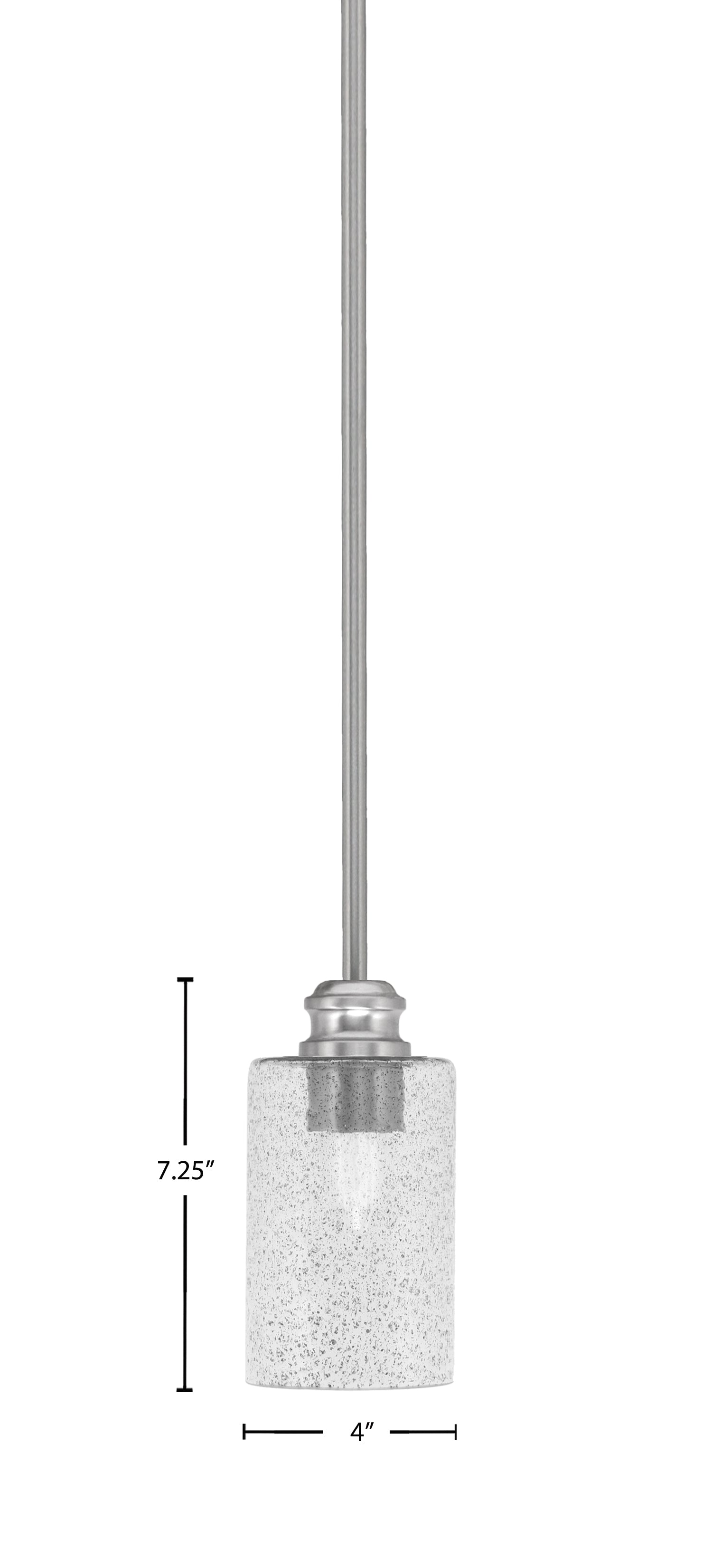 Edge One Light Mini Pendant in Brushed Nickel with 4" Smoke Bubble Shade