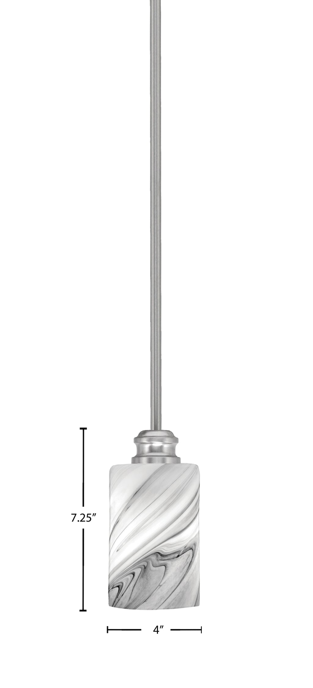 Edge One Light Mini Pendant in Brushed Nickel with 4" Onyx Swirl Shade