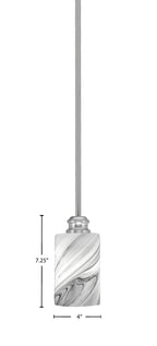 Edge One Light Mini Pendant in Brushed Nickel with 4" Onyx Swirl Shade
