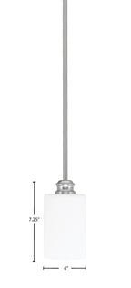 Edge One Light Mini Pendant in Brushed Nickel with 4" White Muslin Shade
