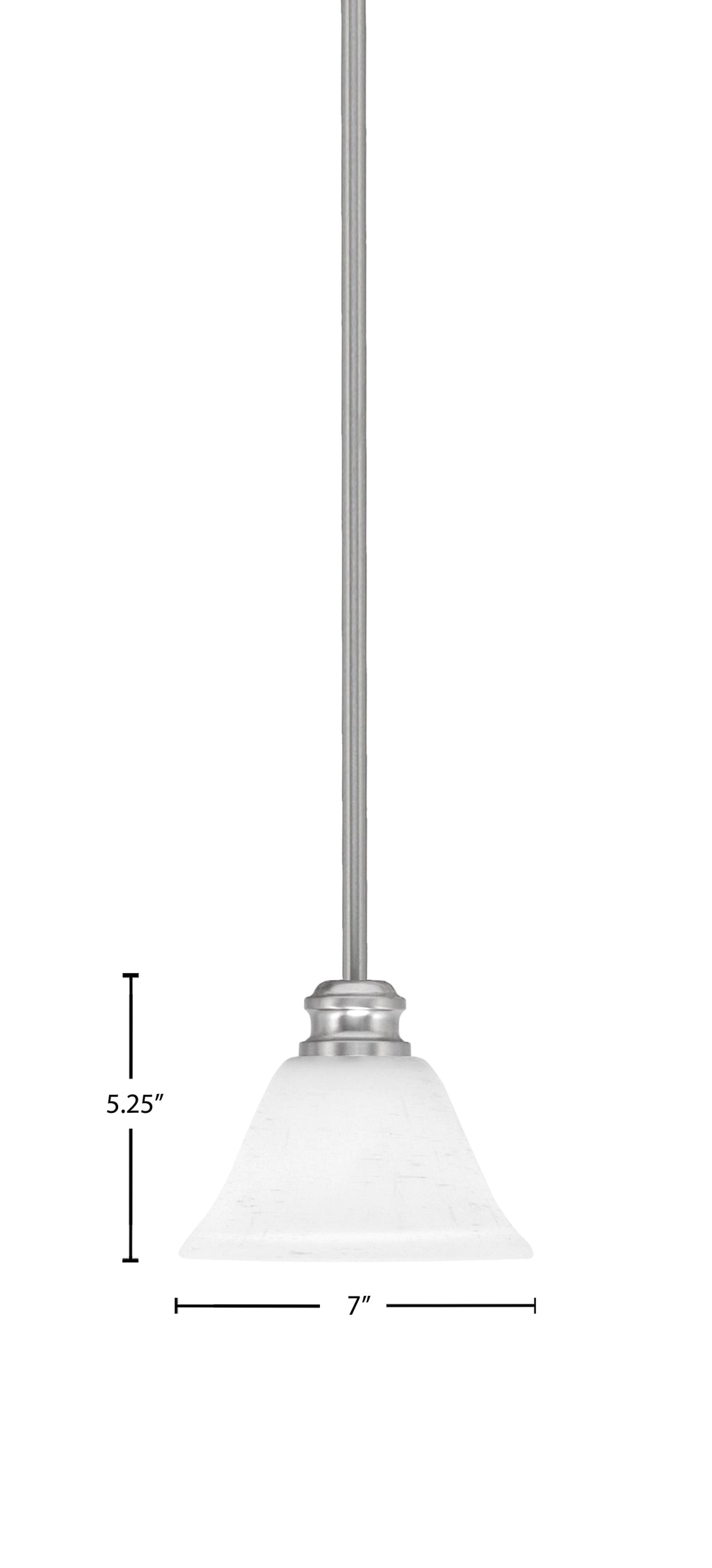 Edge One Light Mini Pendant in Brushed Nickel with 7" White Muslin Shade