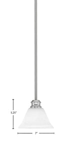 Edge One Light Mini Pendant in Brushed Nickel with 7" White Muslin Shade