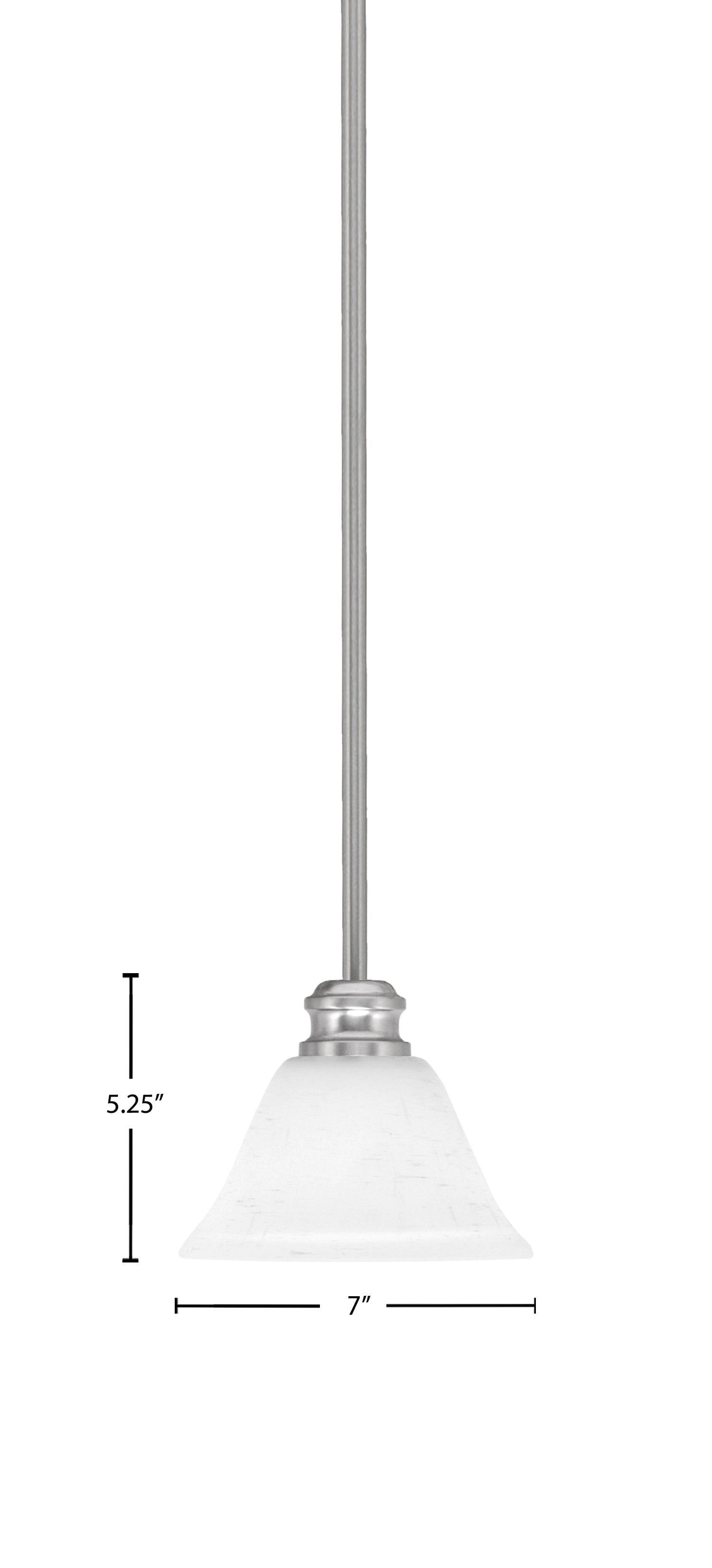 Edge One Light Mini Pendant in Brushed Nickel with 7" White Muslin Shade
