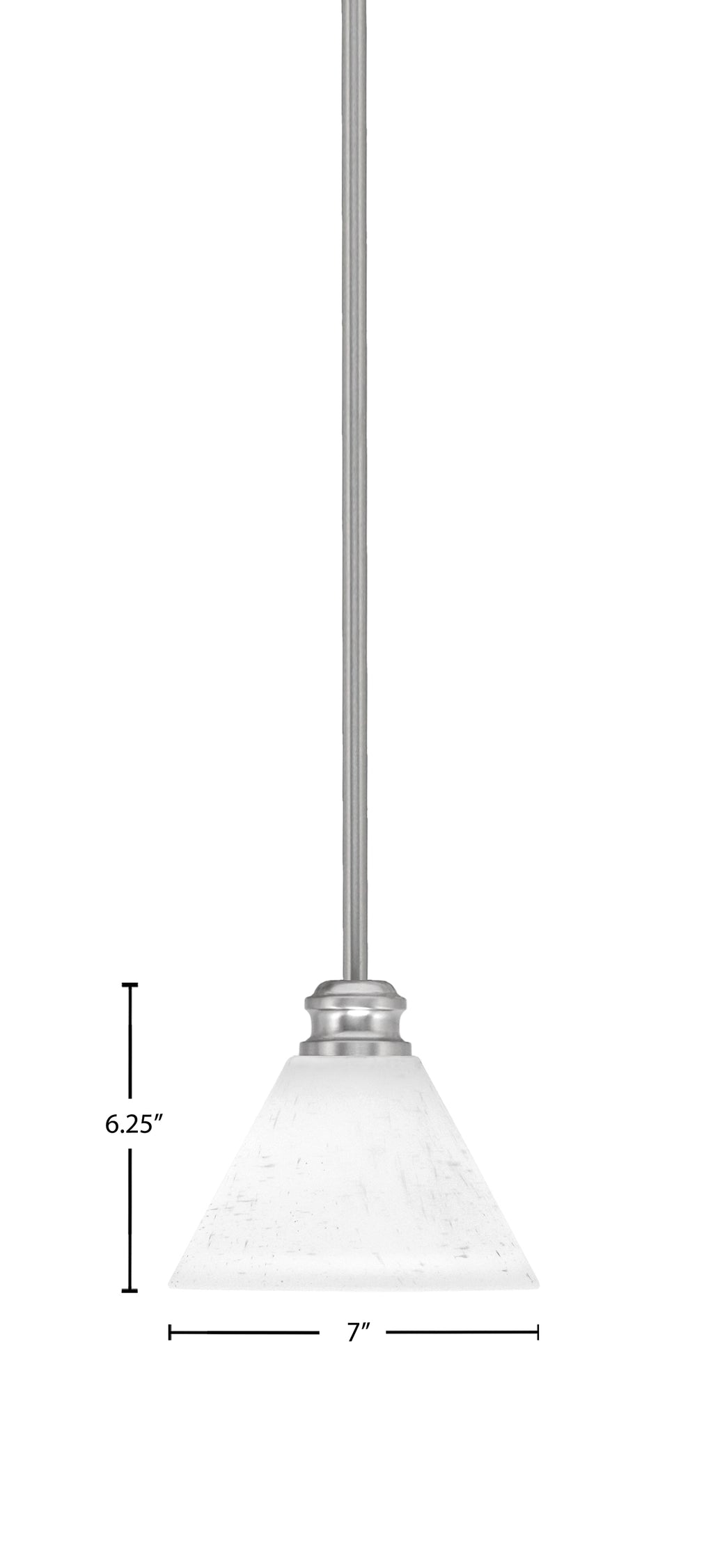 Edge One Light Mini Pendant in Brushed Nickel with 7" White Muslin Shade