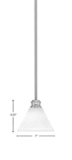 Edge One Light Mini Pendant in Brushed Nickel with 7" White Muslin Shade