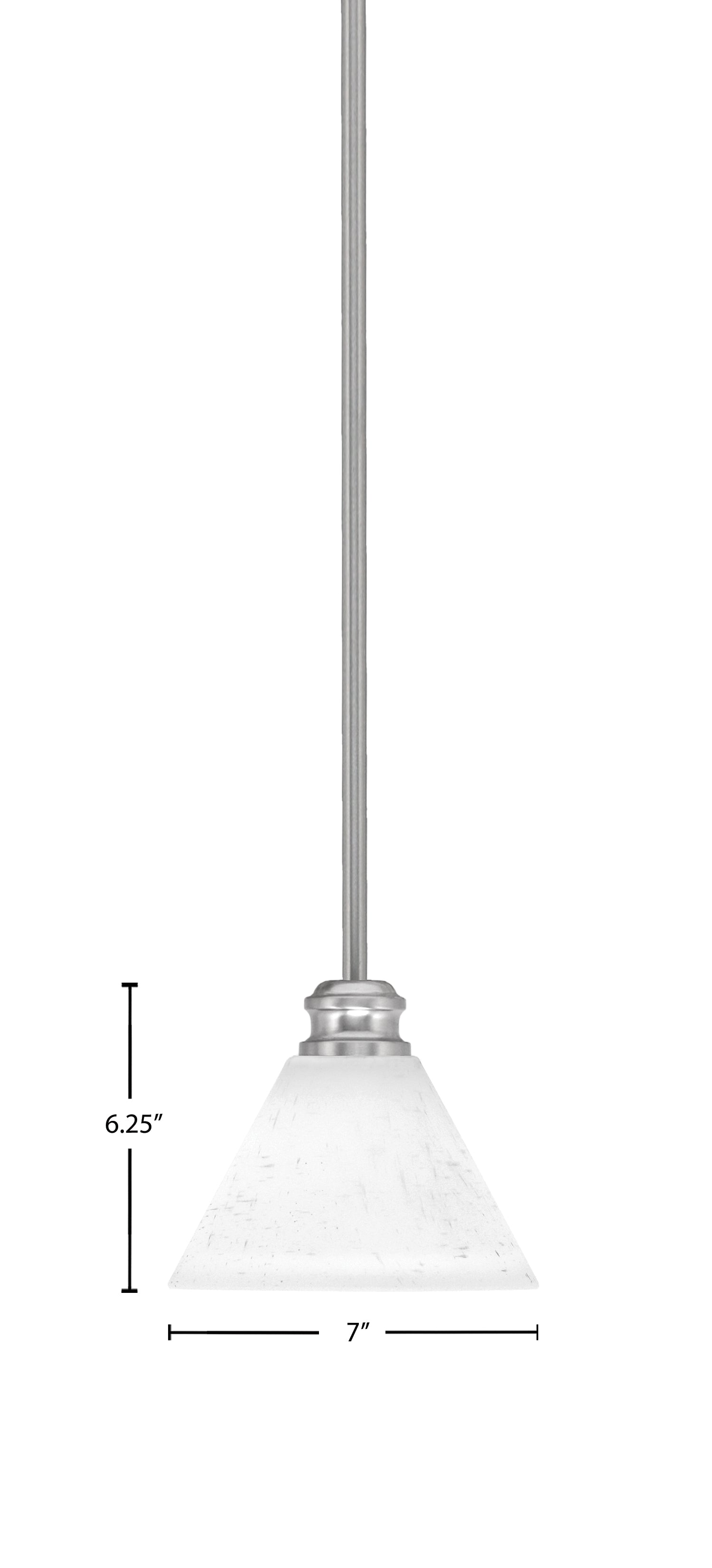 Edge One Light Mini Pendant in Brushed Nickel with 7" White Muslin Shade