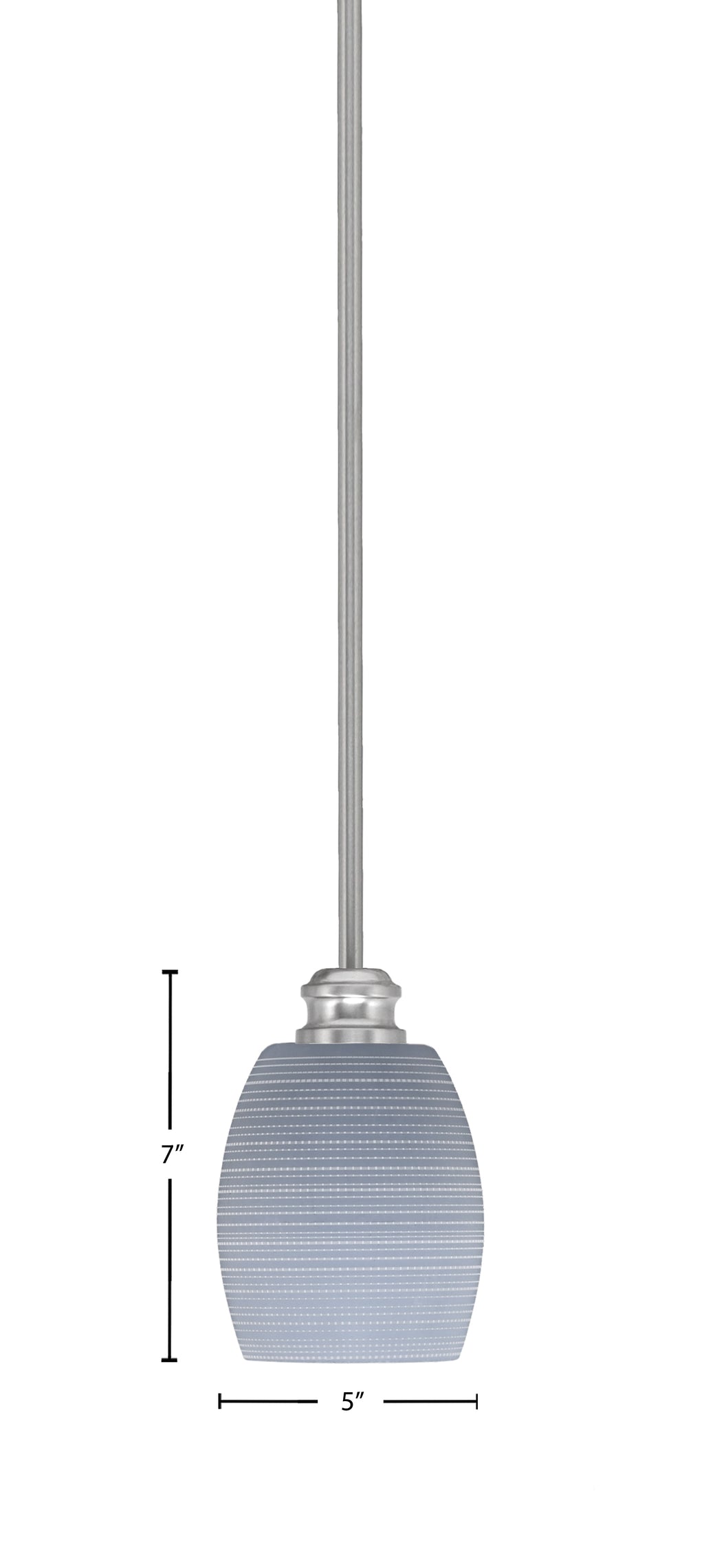 Edge One Light Mini Pendant in Brushed Nickel with 5" Gray Matrix Shade