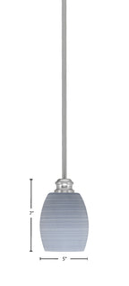 Edge One Light Mini Pendant in Brushed Nickel with 5" Gray Matrix Shade