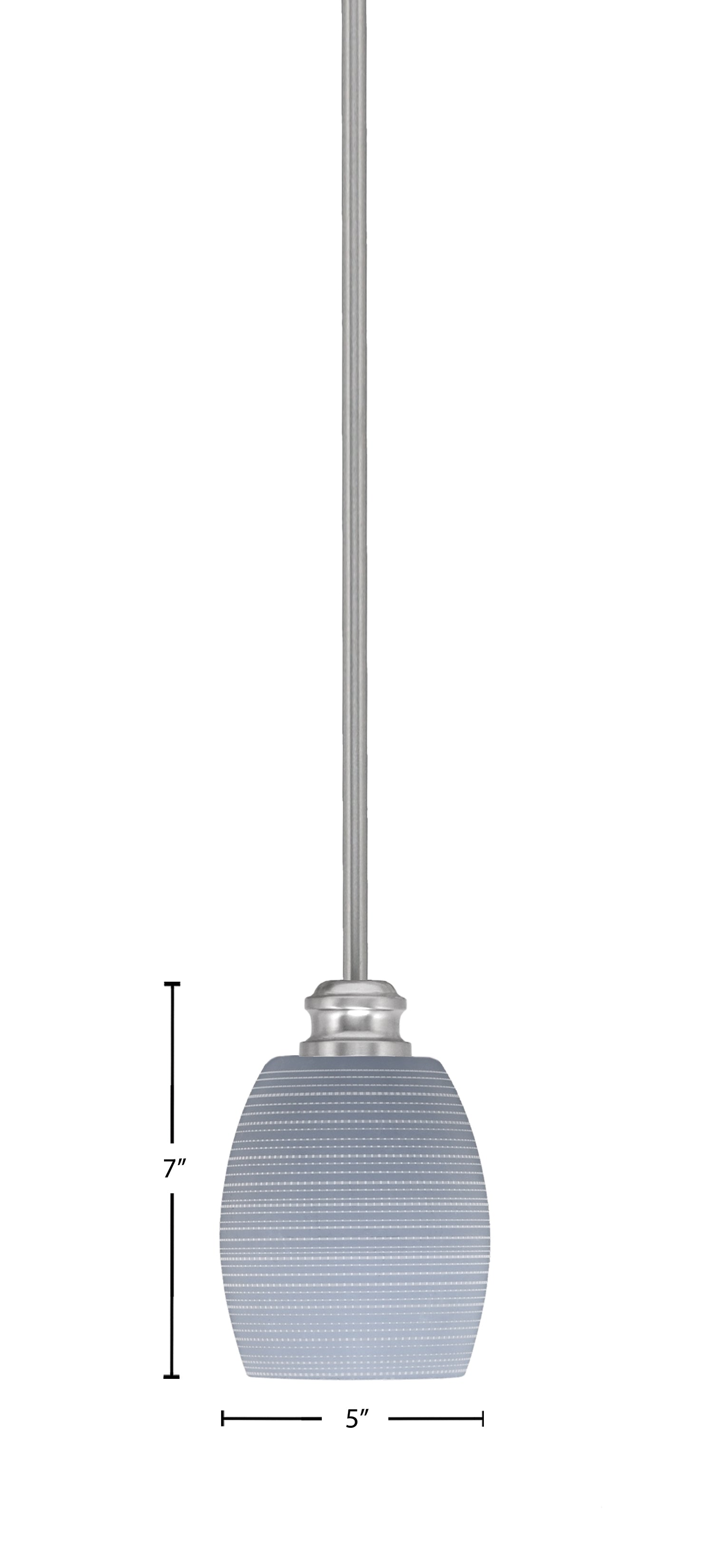 Edge One Light Mini Pendant in Brushed Nickel with 5" Gray Matrix Shade