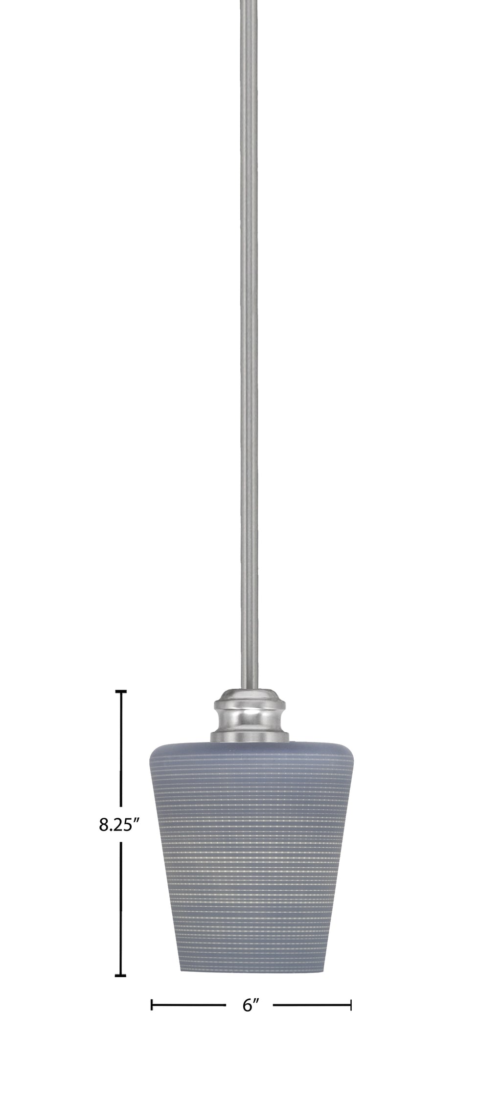Edge One Light Mini Pendant in Brushed Nickel with 6" Gray Matrix Shade