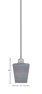 Edge One Light Mini Pendant in Brushed Nickel with 6" Gray Matrix Shade
