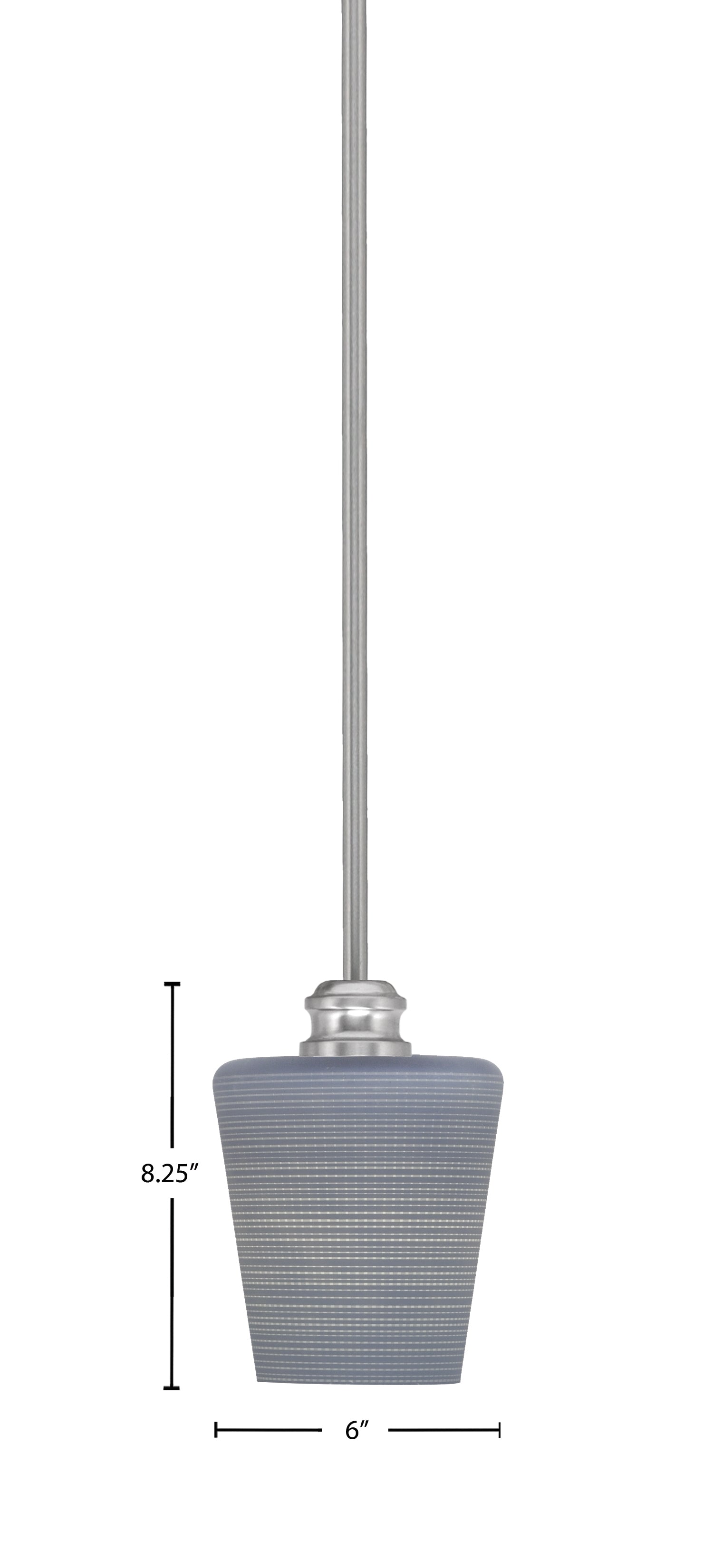 Edge One Light Mini Pendant in Brushed Nickel with 6" Gray Matrix Shade