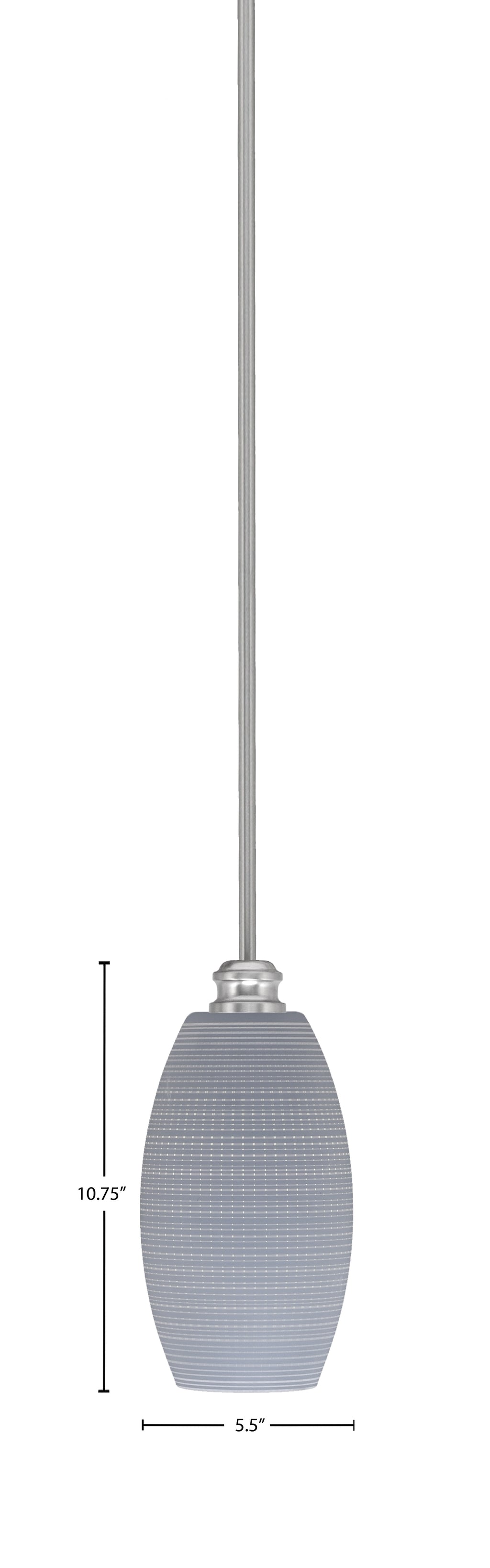 Edge One Light Mini Pendant in Brushed Nickel with 5.5" Gray Matrix Shade
