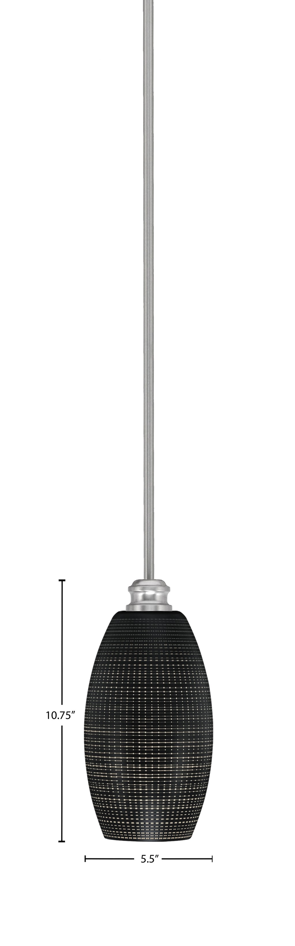 Edge One Light Mini Pendant in Brushed Nickel with 5.5" Black Matrix Shade