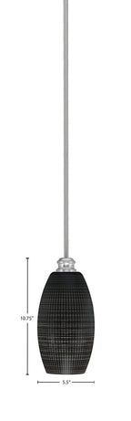 Edge One Light Mini Pendant in Brushed Nickel with 5.5" Black Matrix Shade