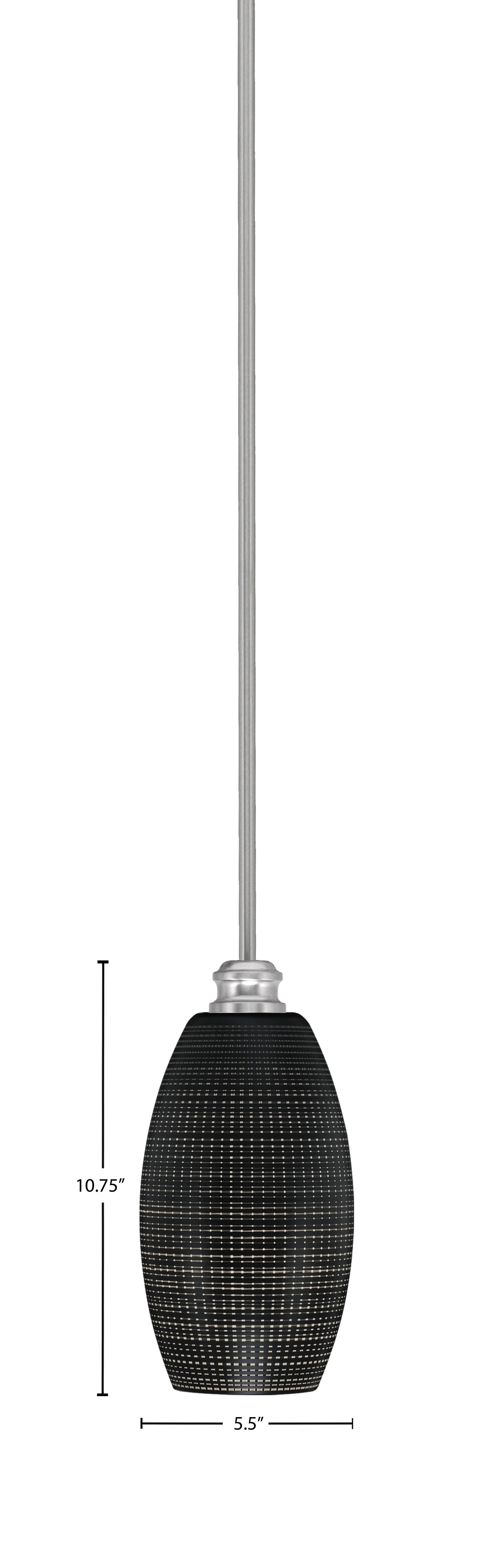 Edge One Light Mini Pendant in Brushed Nickel with 5.5" Black Matrix Shade