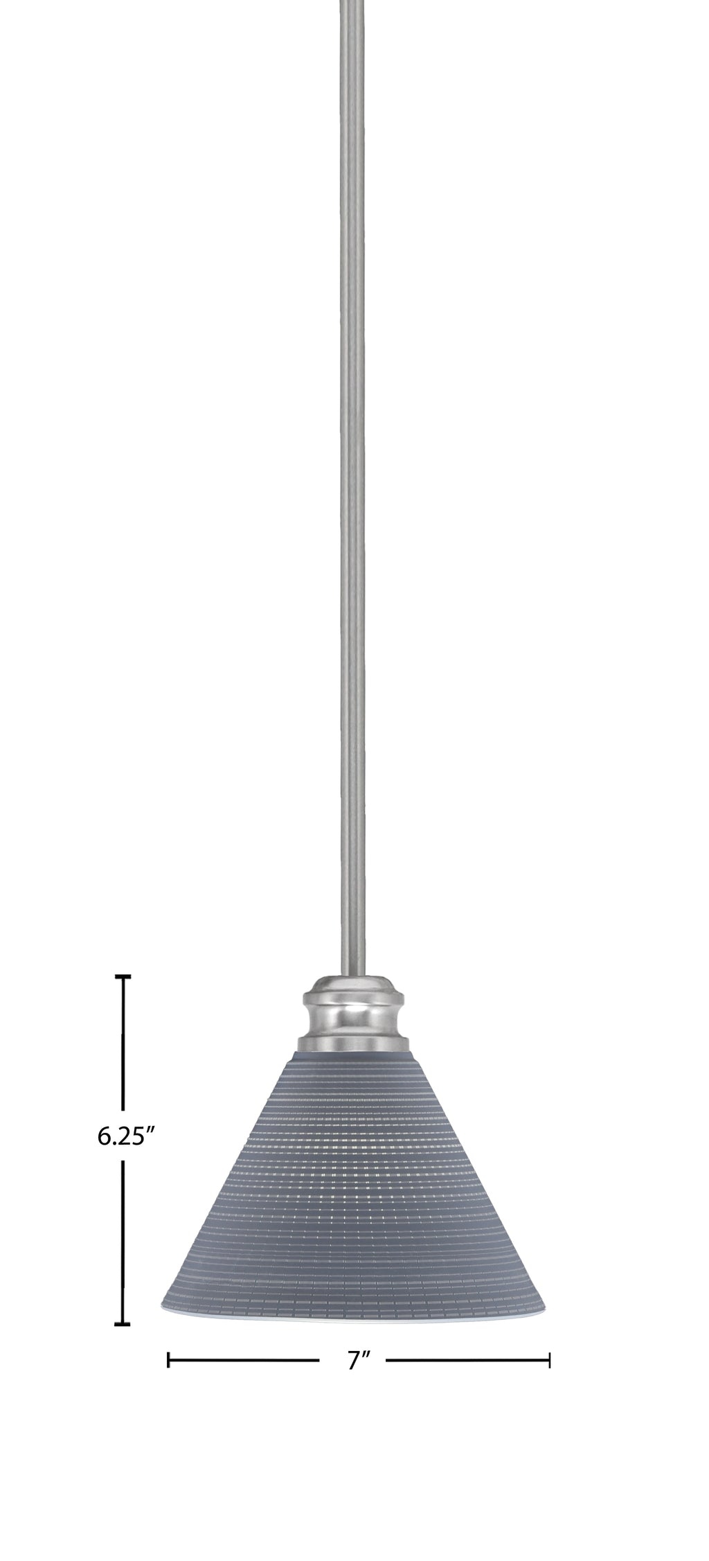 Edge One Light Mini Pendant in Brushed Nickel with 7" Gray Matrix Shade