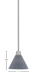 Edge One Light Mini Pendant in Brushed Nickel with 7" Gray Matrix Shade