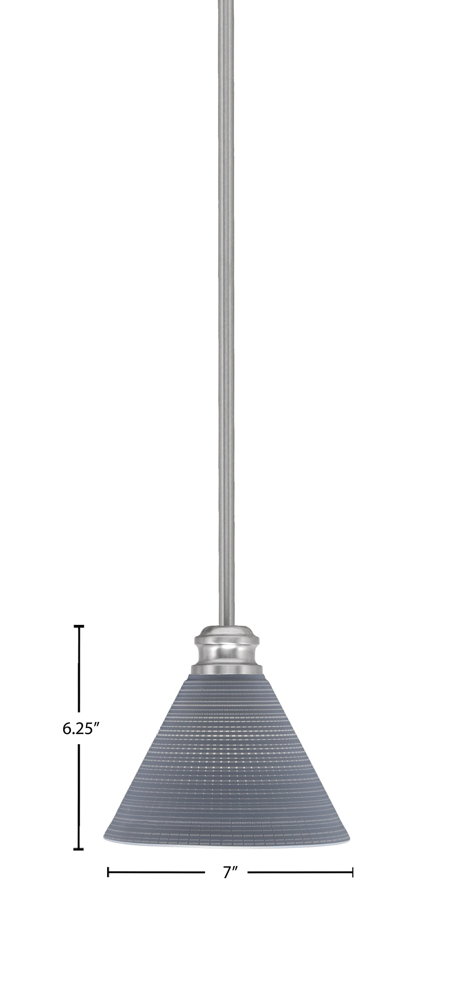 Edge One Light Mini Pendant in Brushed Nickel with 7" Gray Matrix Shade