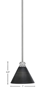 Edge One Light Mini Pendant in Brushed Nickel with 7" Black Matrix Shade